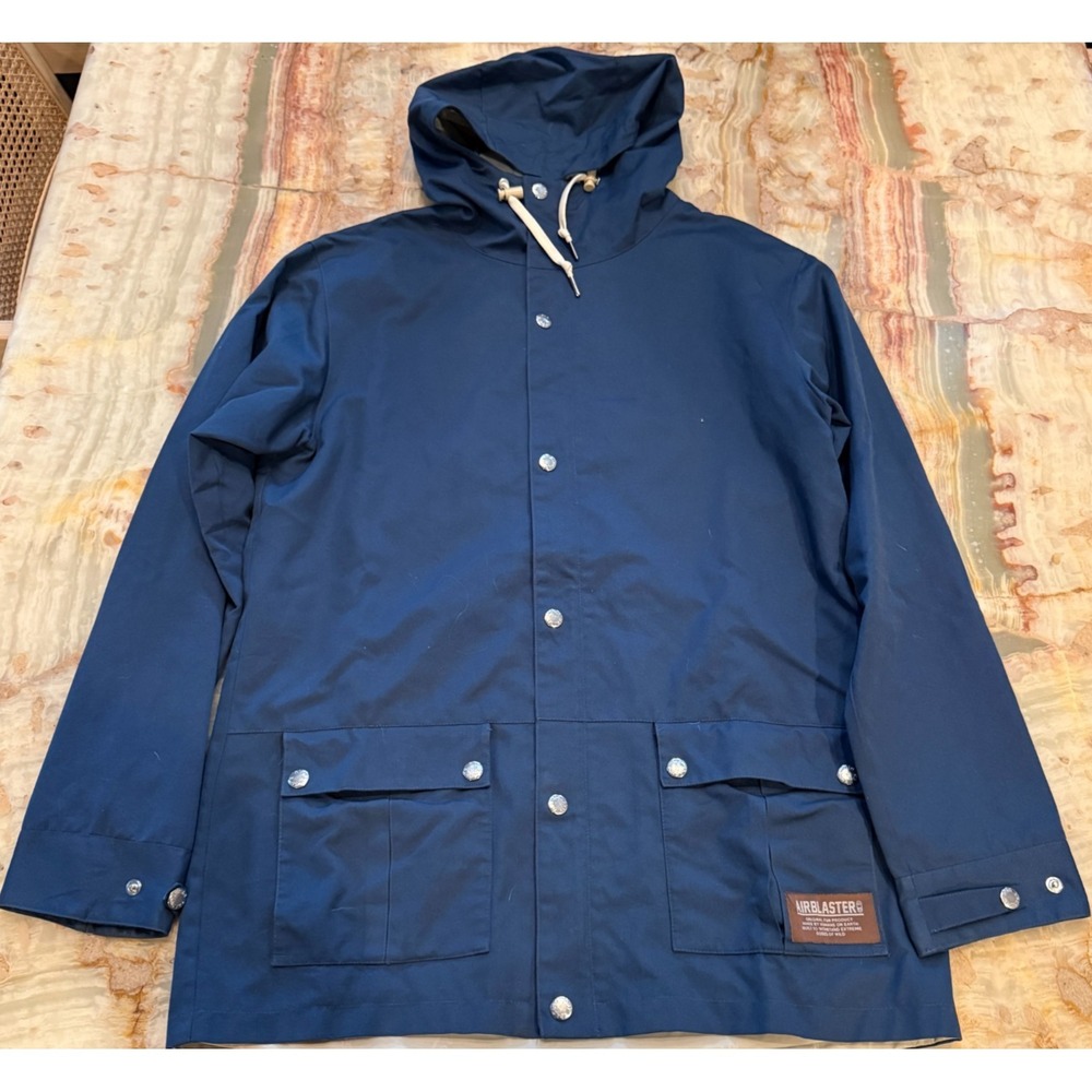 Airblaster Mens‎ Stay Wild Snowboard Jacket Navy Blue Hooded Long Sleeve Size XL